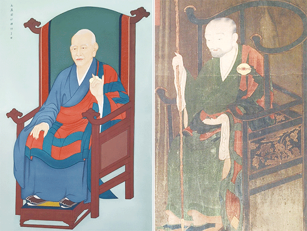 ▲안팎으로 사회가 혼탁했던 12~13세기 불교 개혁 운동인 “백련결사”를 주도한 원묘국사 요세(왼쪽)와 수선결사를 주도한 보조국사 지눌(오른쪽). 그중 요세는 운주사를 백련결사의 거점도량으로 삼았다.